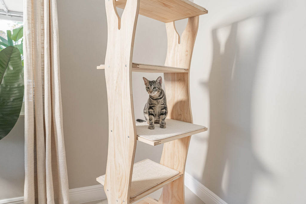 Dailypets Modern Wooden Cat Tower with Sisal Perches