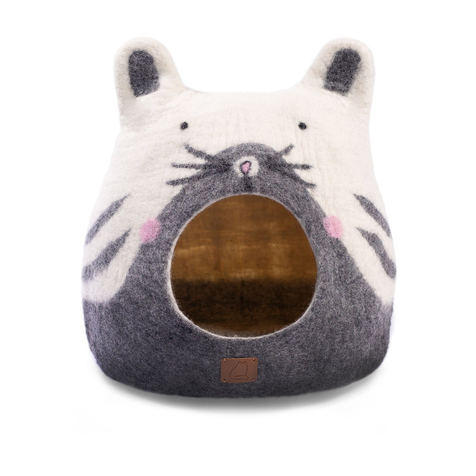 Dailypets Kitty Face Wool Cat Cave Bed