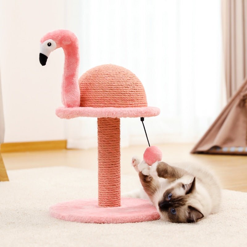 Dailypets Flamingo Scratching Tower, Playful Cat Post with Plush Base