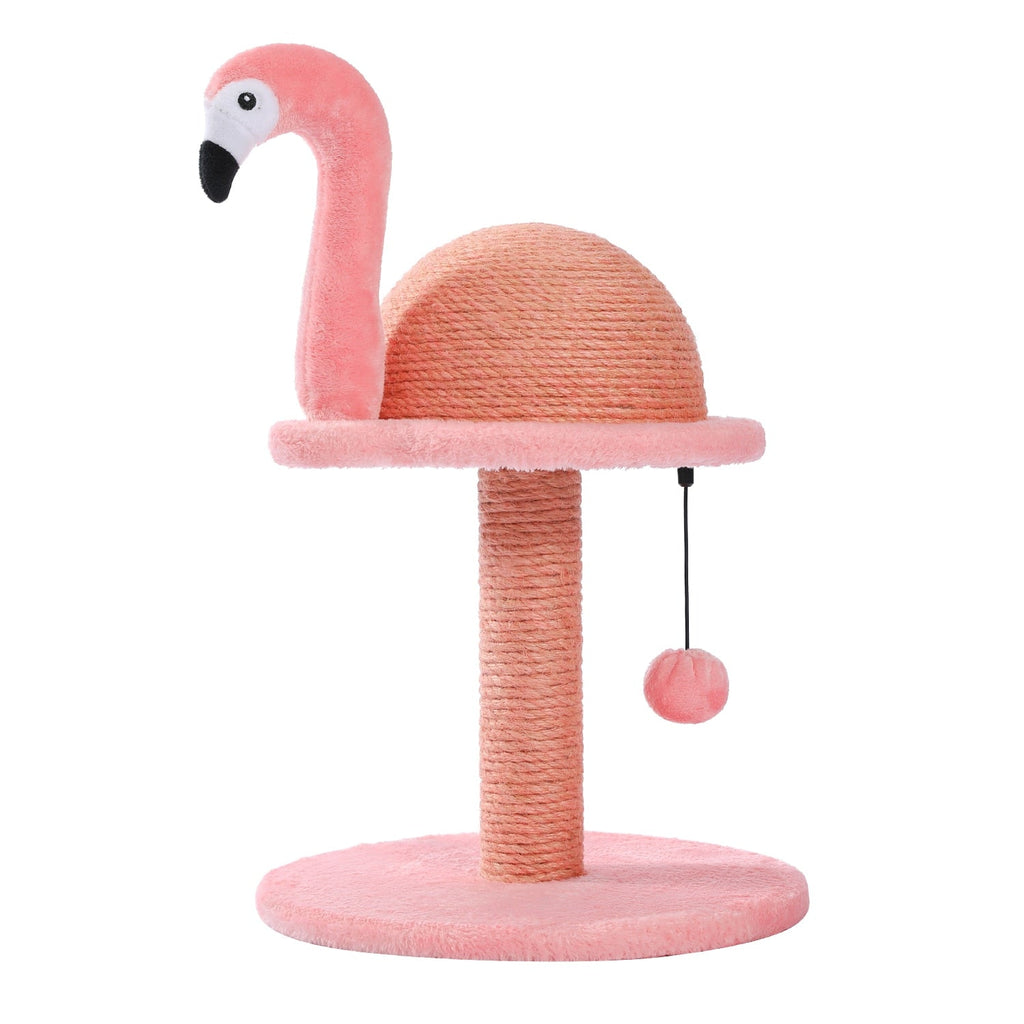 Dailypets Flamingo Scratching Tower, Playful Cat Post with Plush Base