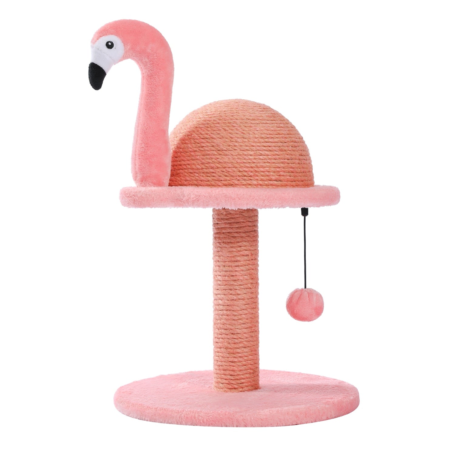 Dailypets Flamingo Scratching Tower, Playful Cat Post with Plush Base