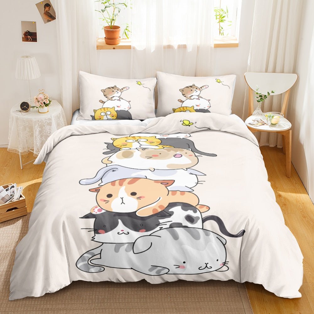Dailypets Stacked Cat Bedding Set – Breathable Microfiber Duvet Cover for Cat Lovers