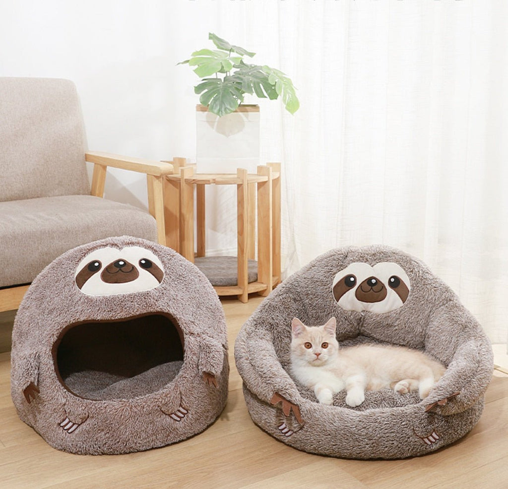 Dailypets Sloth Cuddle Cat Bed – Soft Warm Indoor Pet Nest