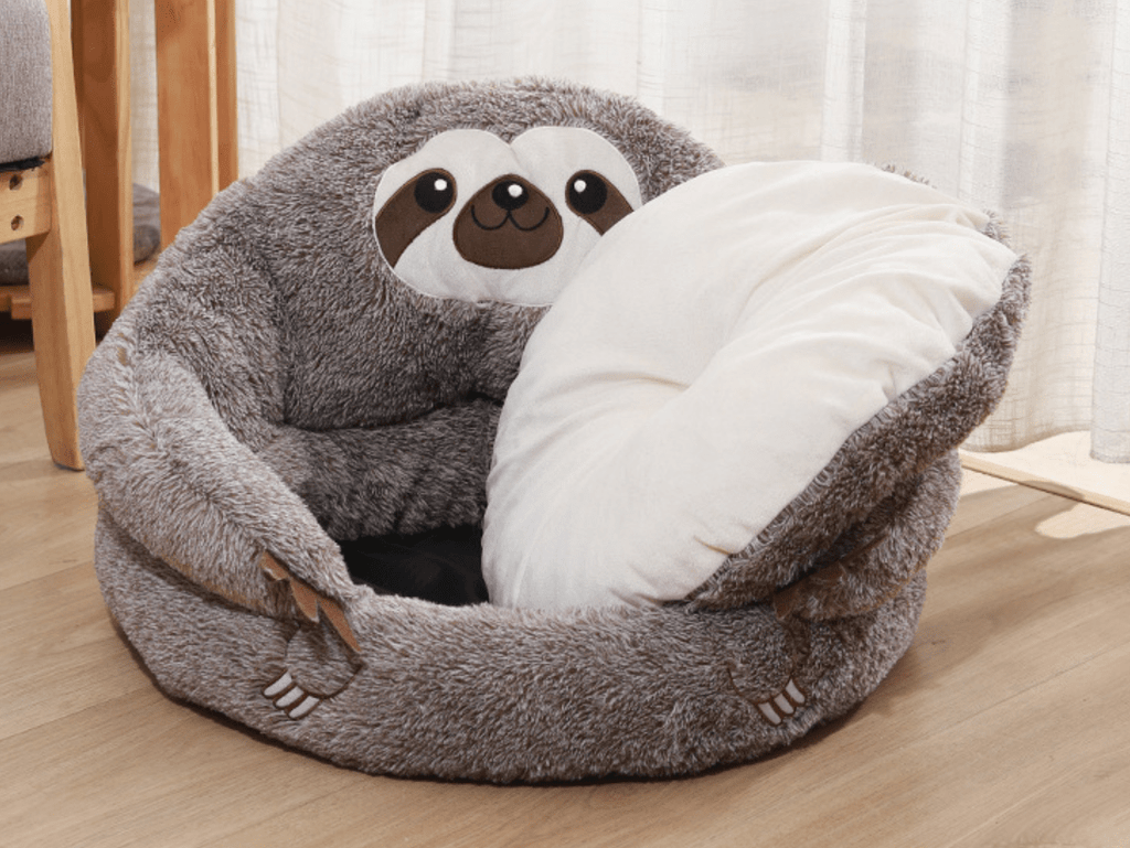 Dailypets Sloth Cuddle Cat Bed – Soft Warm Indoor Pet Nest
