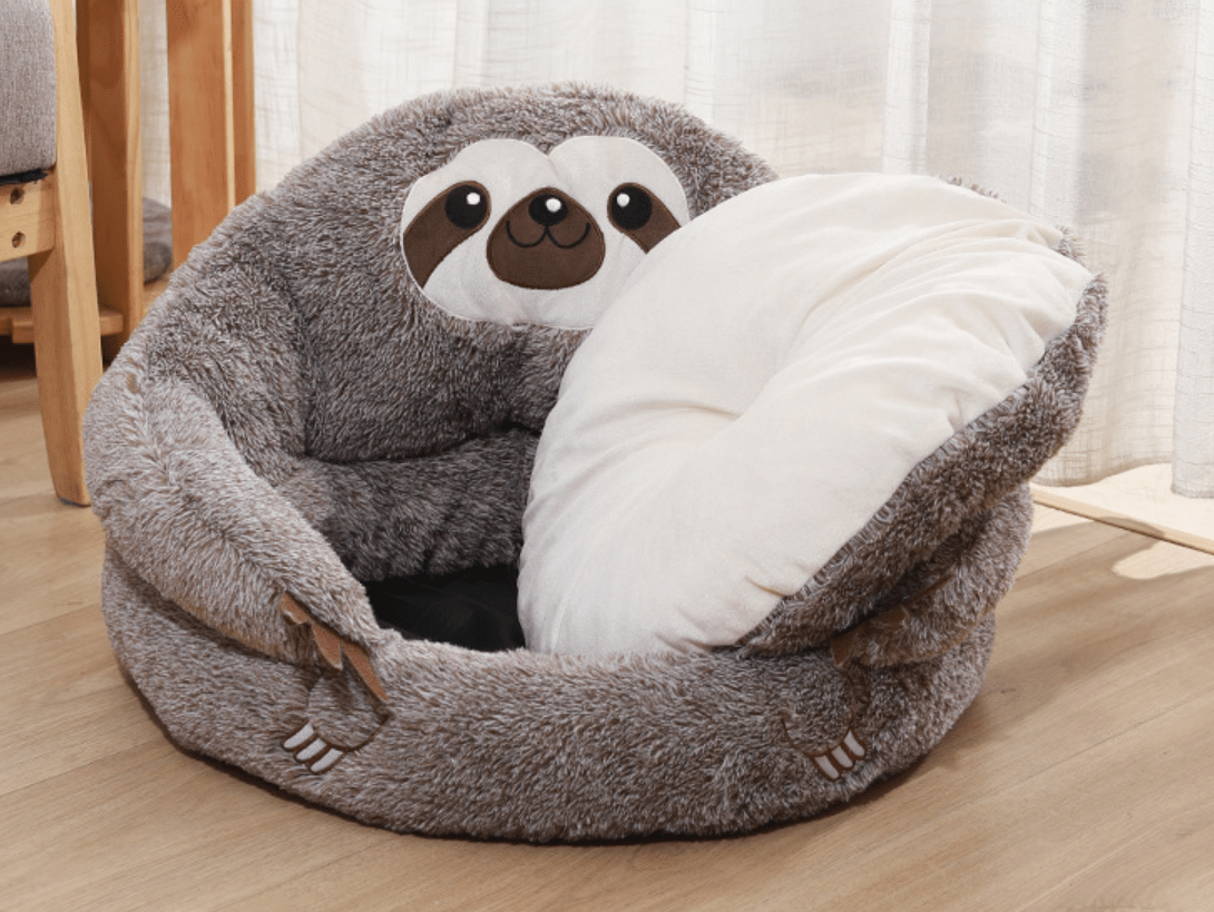 Dailypets Sloth Cuddle Cat Bed – Soft Warm Indoor Pet Nest