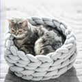 Dailypets Round Cat Bed, Hand-Knit Acrylic Fiber Bed for Warm Daily Naps