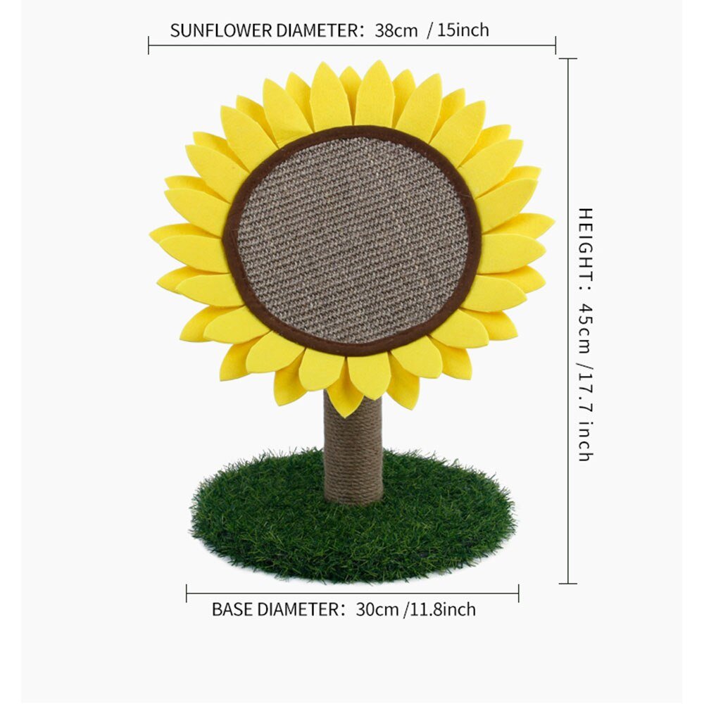 Dailypets Sunflower Cat Scratcher – Floral Scratching Pad with Sisal Post