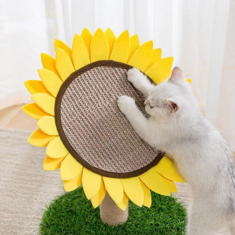 Dailypets Sunflower Cat Scratcher – Floral Scratching Pad with Sisal Post