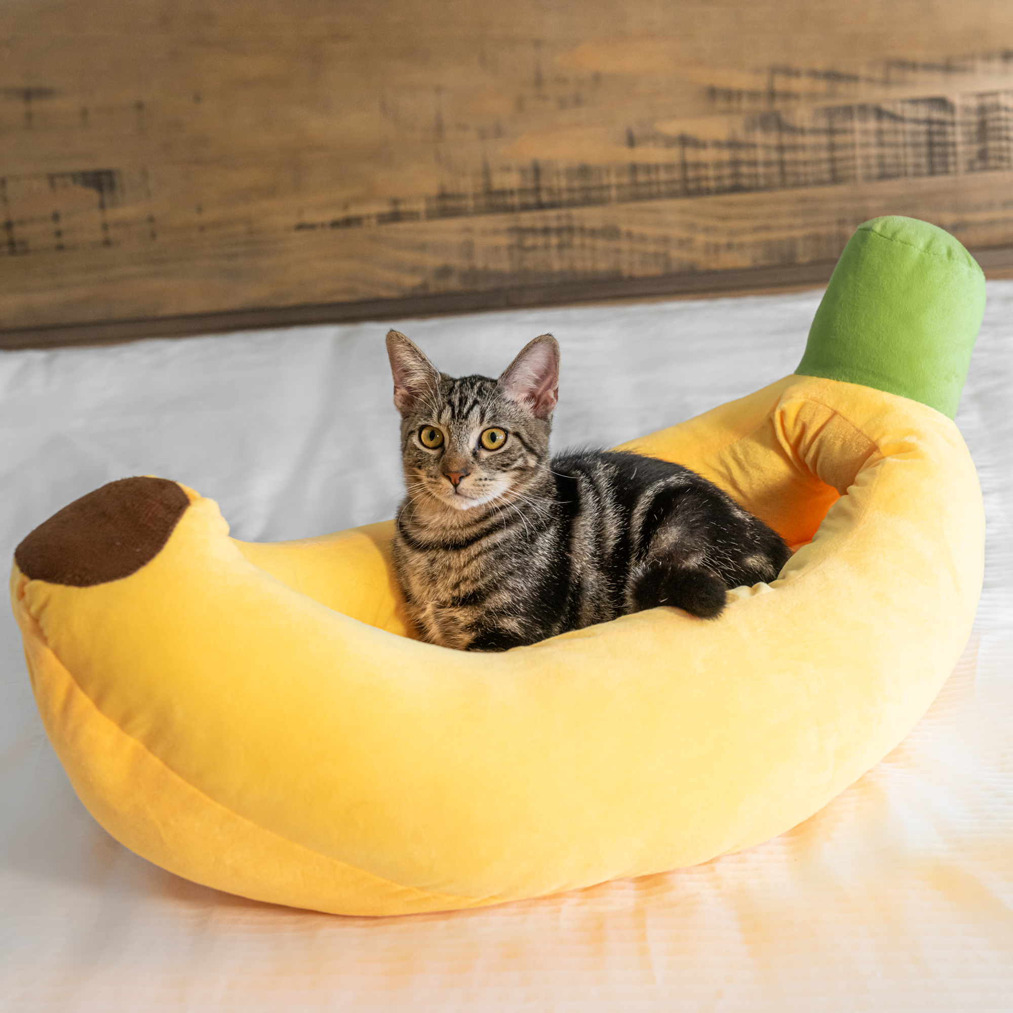 Dailypets Banana Shaped Cat Bed Plush Cozy Lounger for Cats