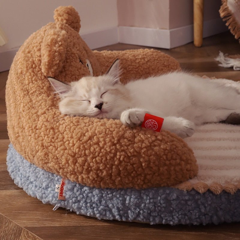 Dailypets Plush Bear Cat Sofa – Soft Supportive Cat Lounger