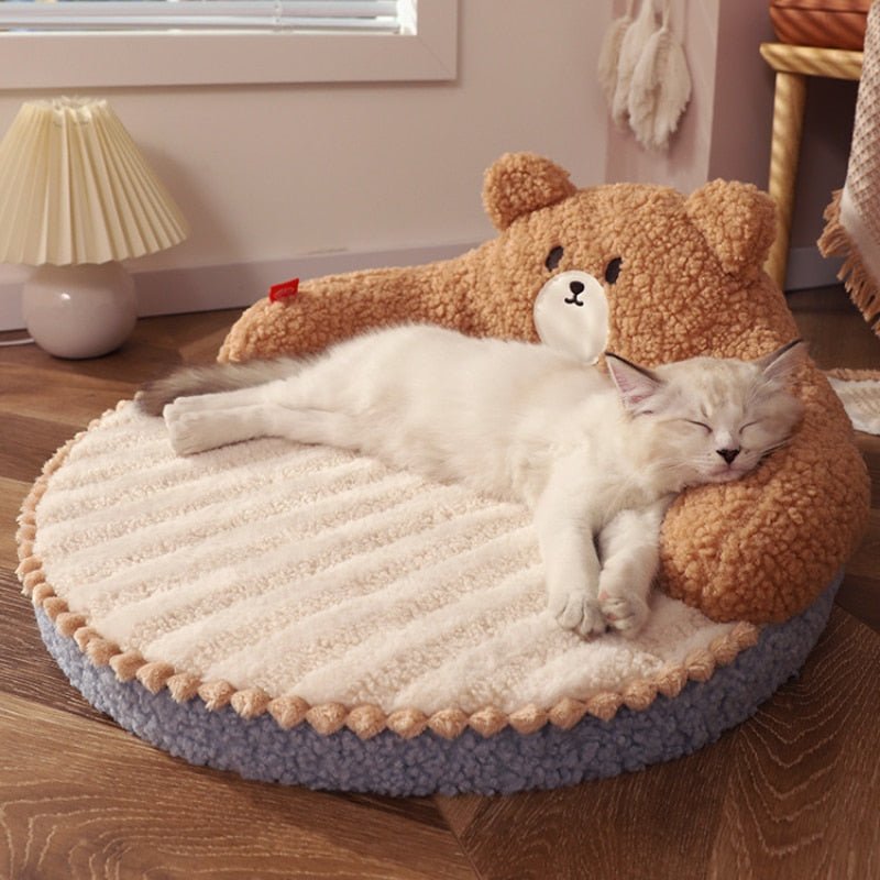 Dailypets Plush Bear Cat Sofa – Soft Supportive Cat Lounger