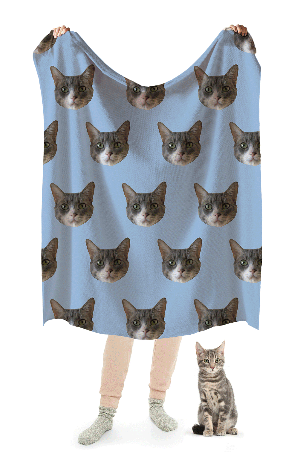 Dailypets Custom Pet Blanket with Repeating Photo Print Design