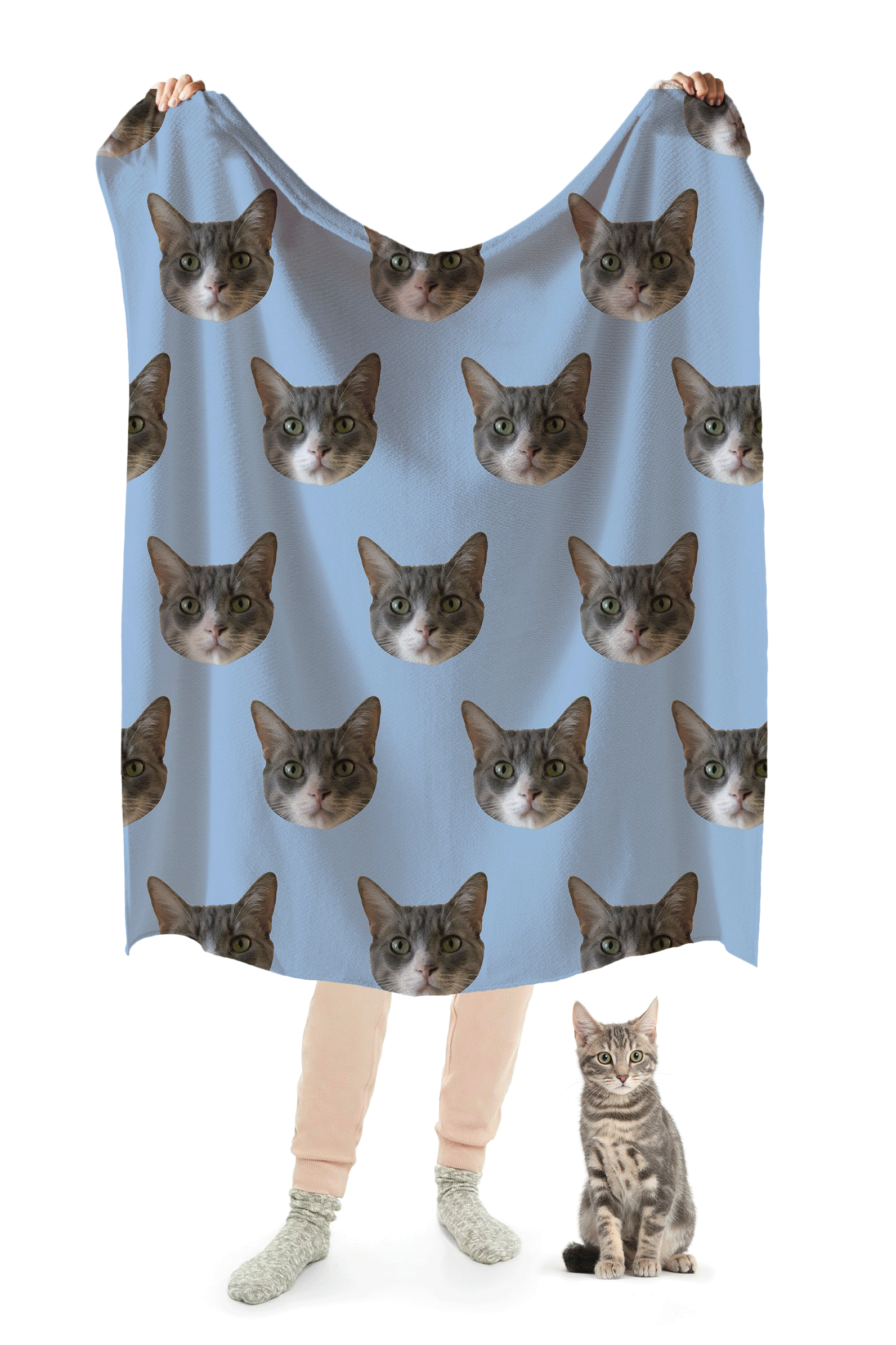 Dailypets Custom Pet Blanket with Repeating Photo Print Design
