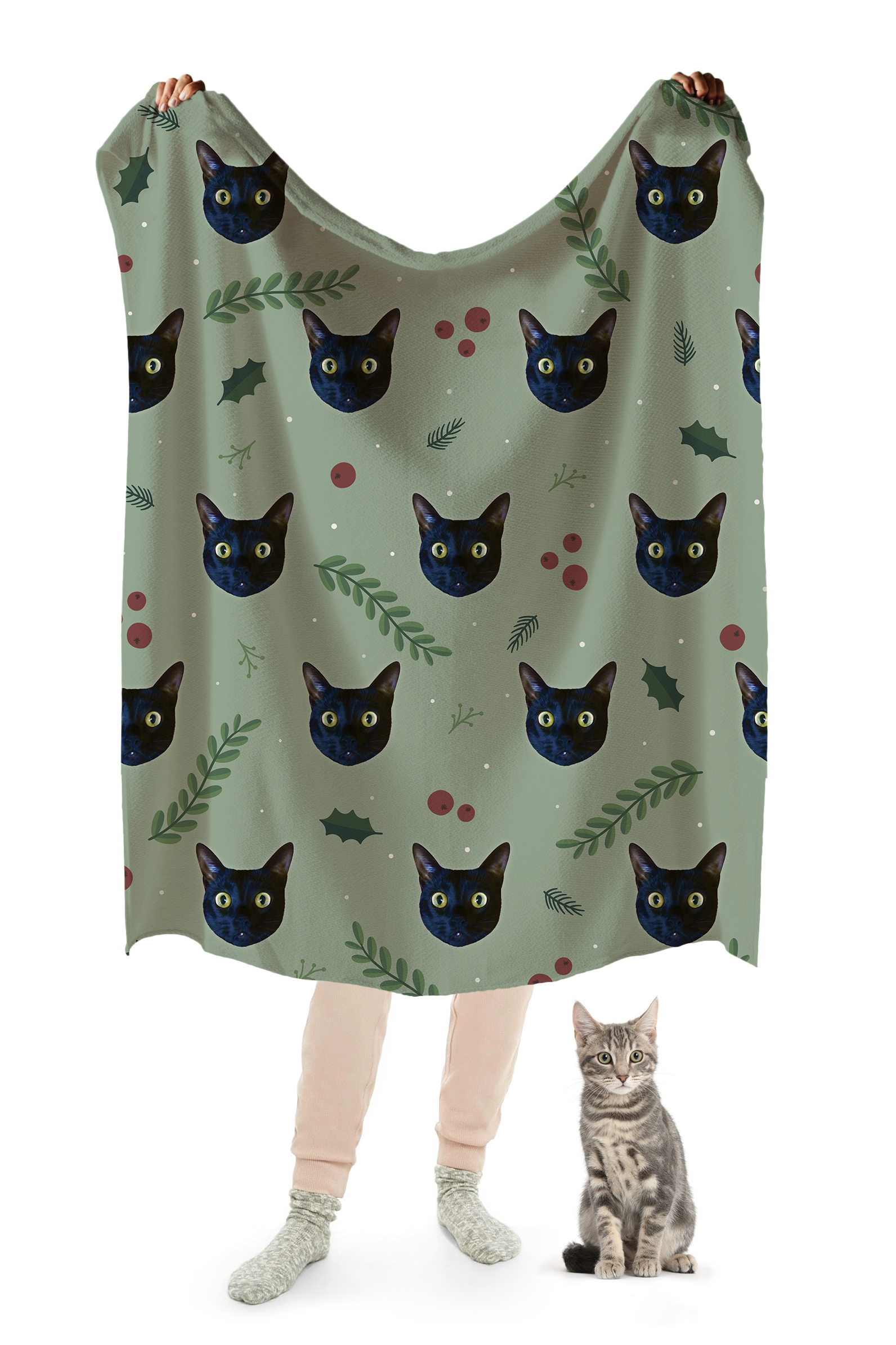 Dailypets Custom Pet Blanket with Repeating Photo Print Design