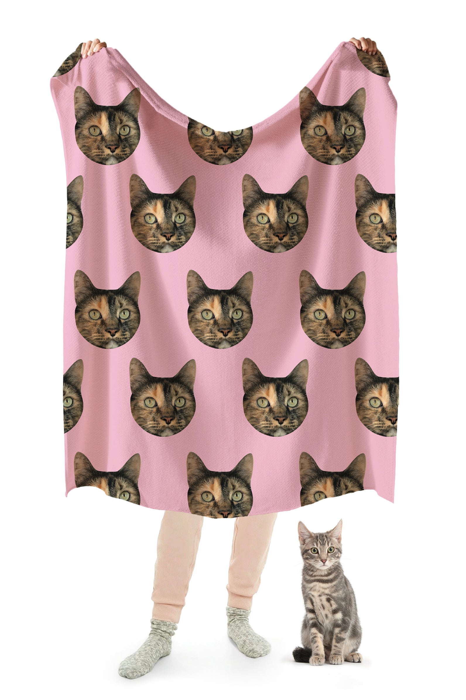 Dailypets Custom Pet Blanket with Repeating Photo Print Design