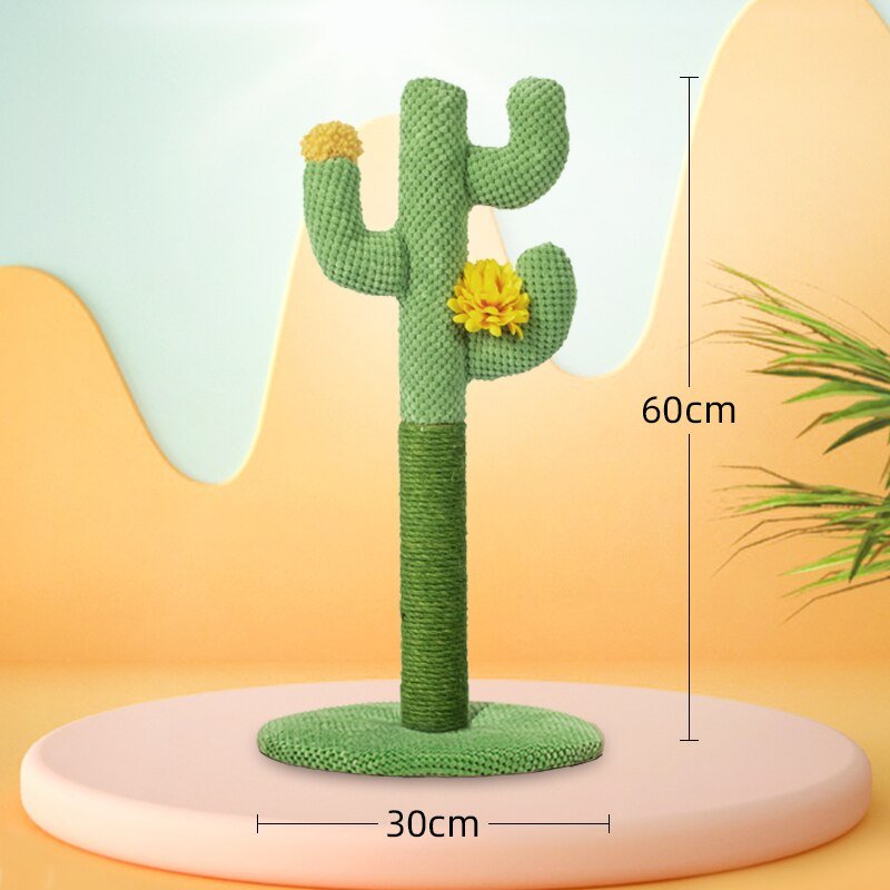Dailypets Cactus Cat Scratcher – Decorative Sisal Scratching Post with Stable Base