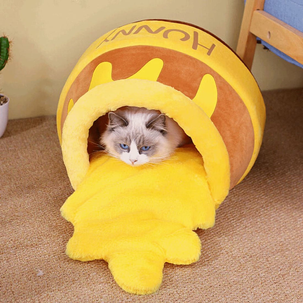 Dailypets Honey Jar Cat Nest – Soft Plush Indoor Cat Bed