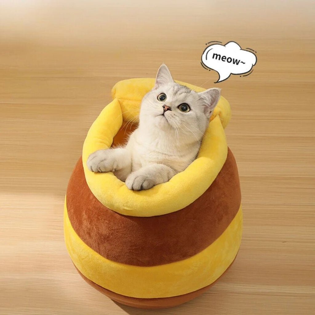 Dailypets Honey Jar Cat Nest – Soft Plush Indoor Cat Bed
