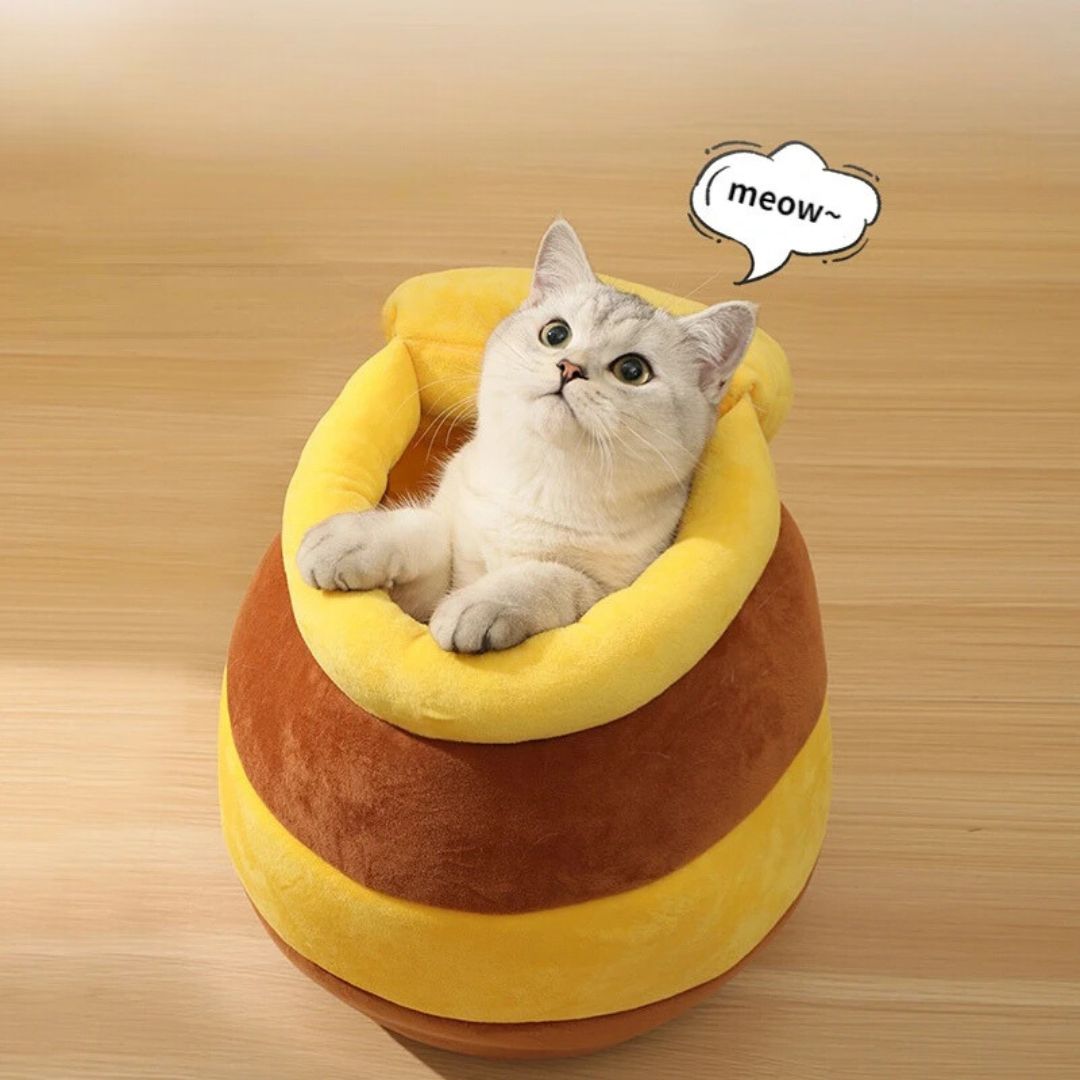 Dailypets Honey Jar Cat Nest – Soft Plush Indoor Cat Bed