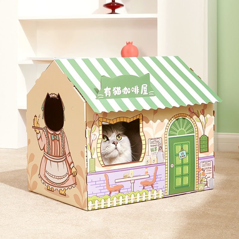 Dailypets Cardboard Cat Lounge – Playhouse & Scratching Bed