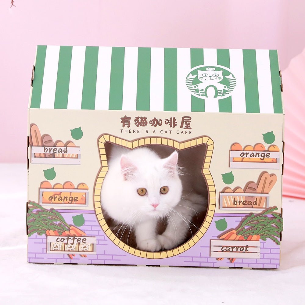 Dailypets Cardboard Cat Lounge – Playhouse & Scratching Bed