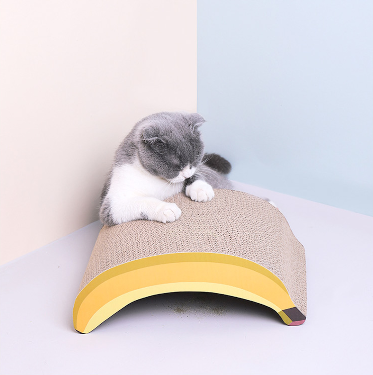 Dailypets Banana Shaped Cat Scratching Pad Corrugated Cat Lounger