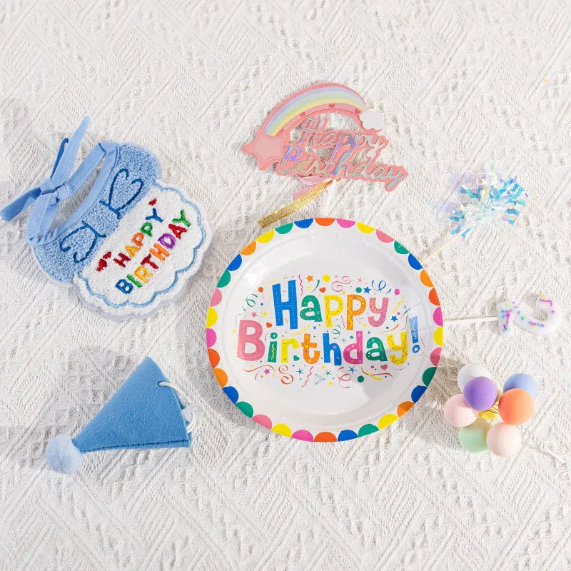 Dailypets Pet Birthday 7-Piece Party Set with Hat, Collar and Decorations