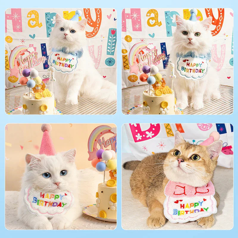 Dailypets Pet Birthday 7-Piece Party Set with Hat, Collar and Decorations