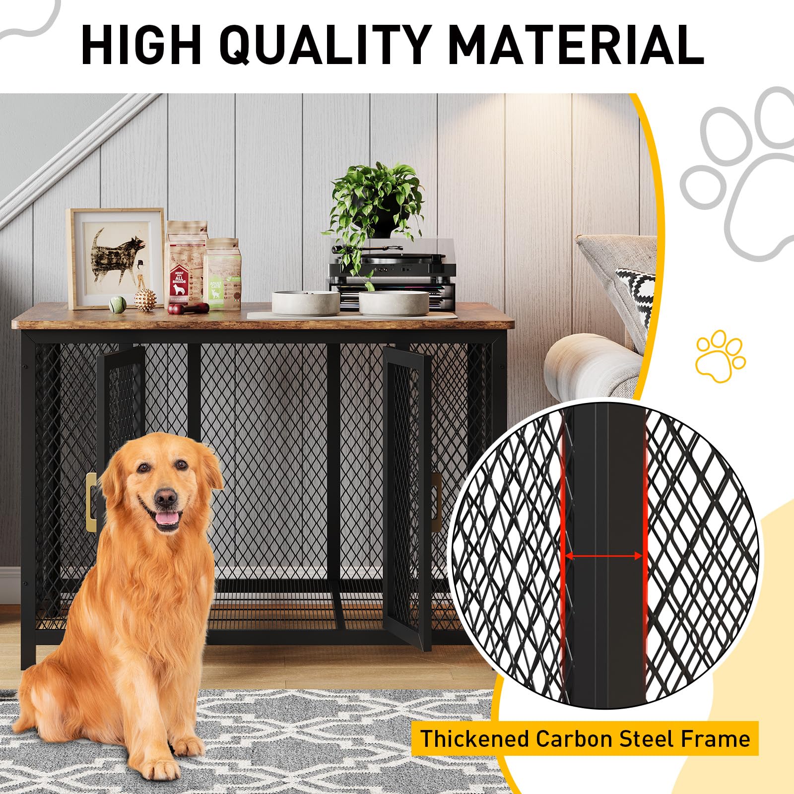 Dailypets Indoor Dog Crate Furniture with Removable Tray and Heavy Duty Frame