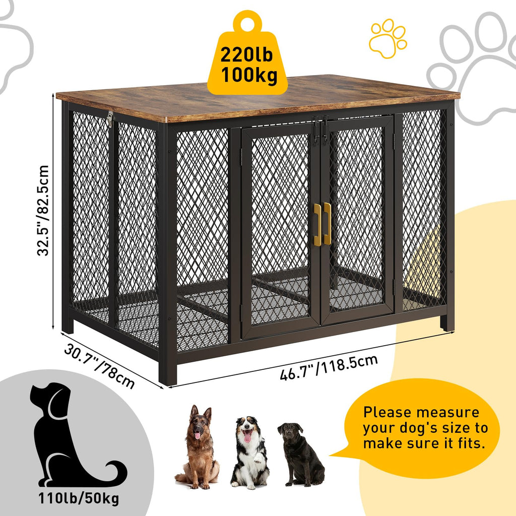 Dailypets Indoor Dog Crate Furniture with Removable Tray and Heavy Duty Frame