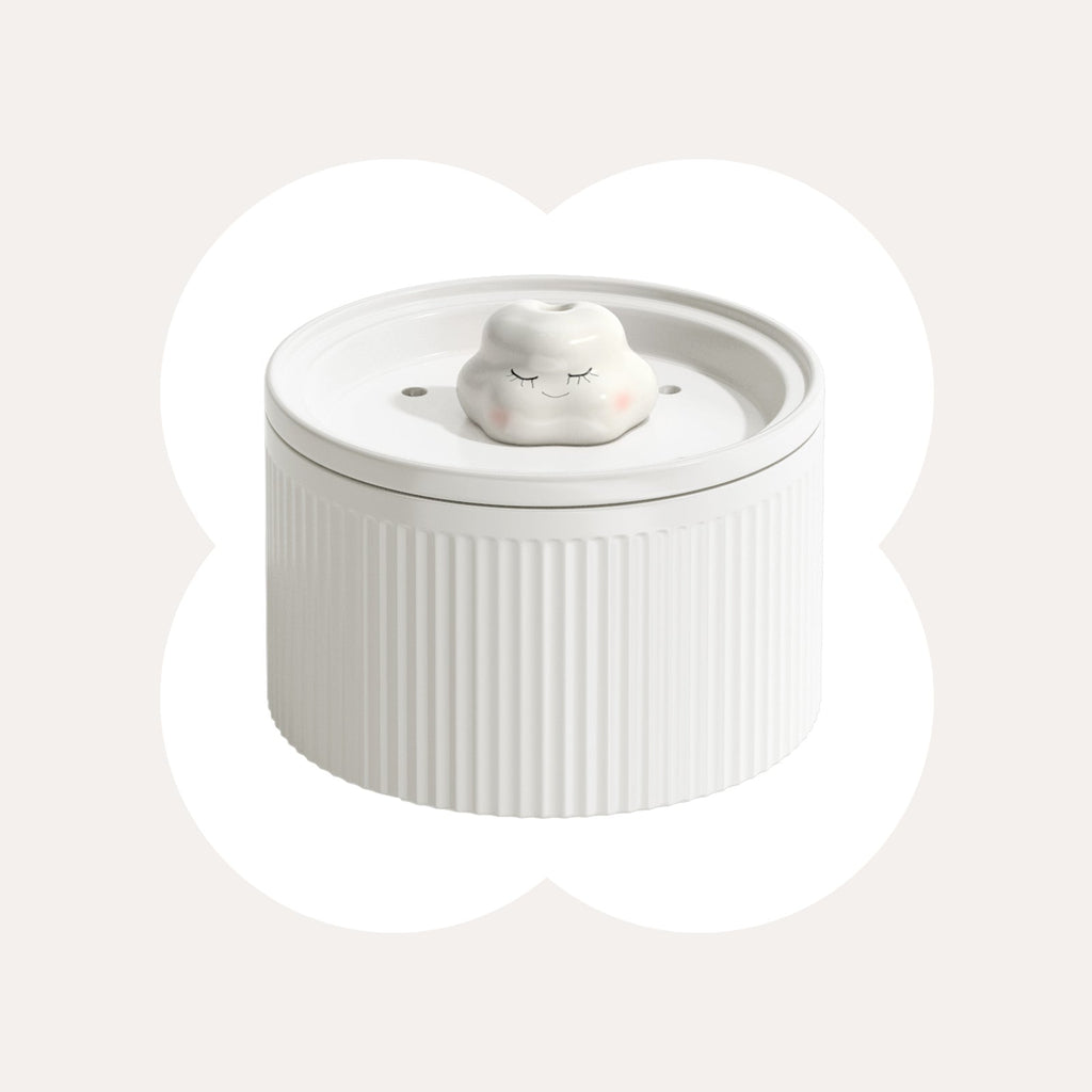 Dailypets Ceramic Cloud Cat Water Fountain 50oz with Quiet Water Flow