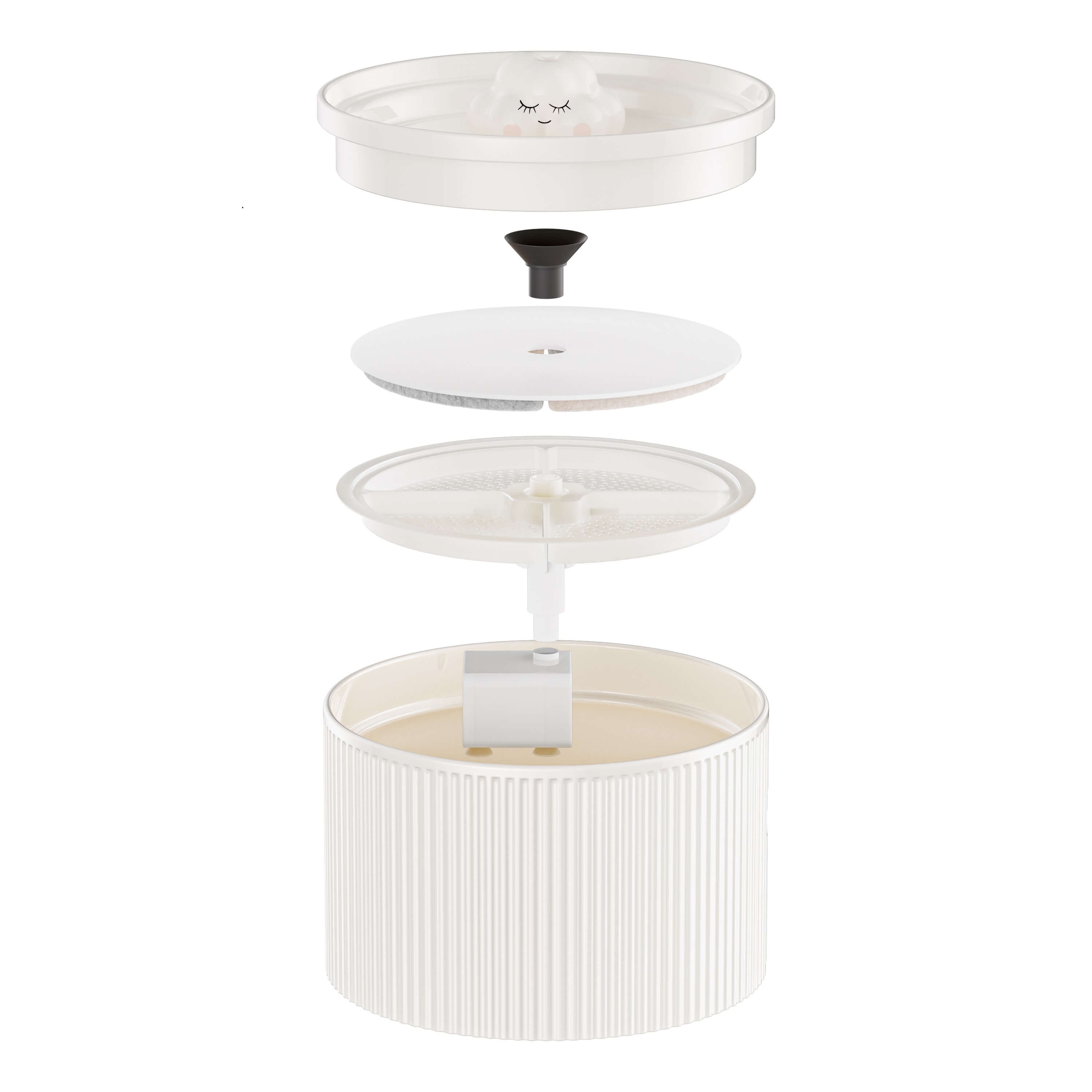 Dailypets Ceramic Cloud Cat Water Fountain 50oz with Quiet Water Flow