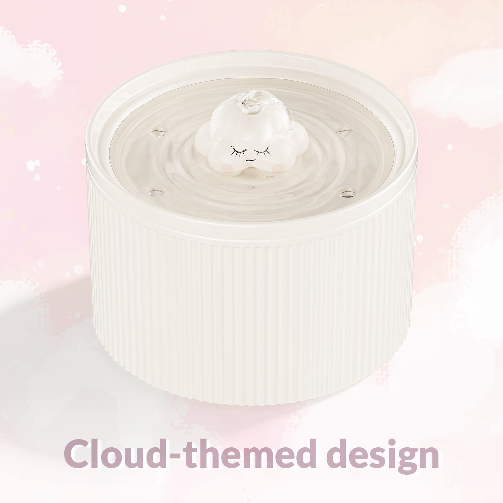 Dailypets Ceramic Cloud Cat Water Fountain 50oz with Quiet Water Flow