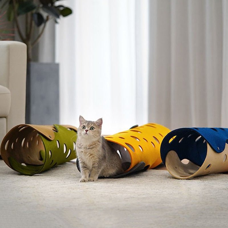 Dailypets Collapsible Felt Cat Tunnel, Colorful Play Tube for Indoor Cats