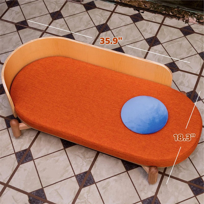 Dailypets Elevated Cat Sofa with Curved Wooden Backrest