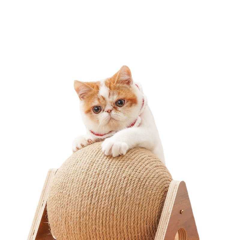 Dailypets Rolling Cat Scratcher, Wooden Scratching Toy with Sisal Roller