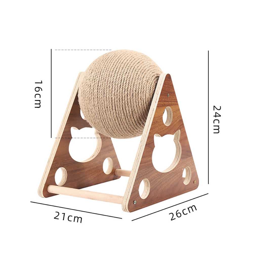 Dailypets Rolling Cat Scratcher, Wooden Scratching Toy with Sisal Roller