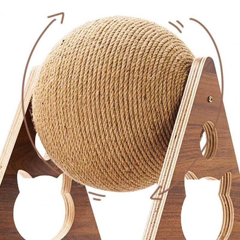 Dailypets Rolling Cat Scratcher, Wooden Scratching Toy with Sisal Roller