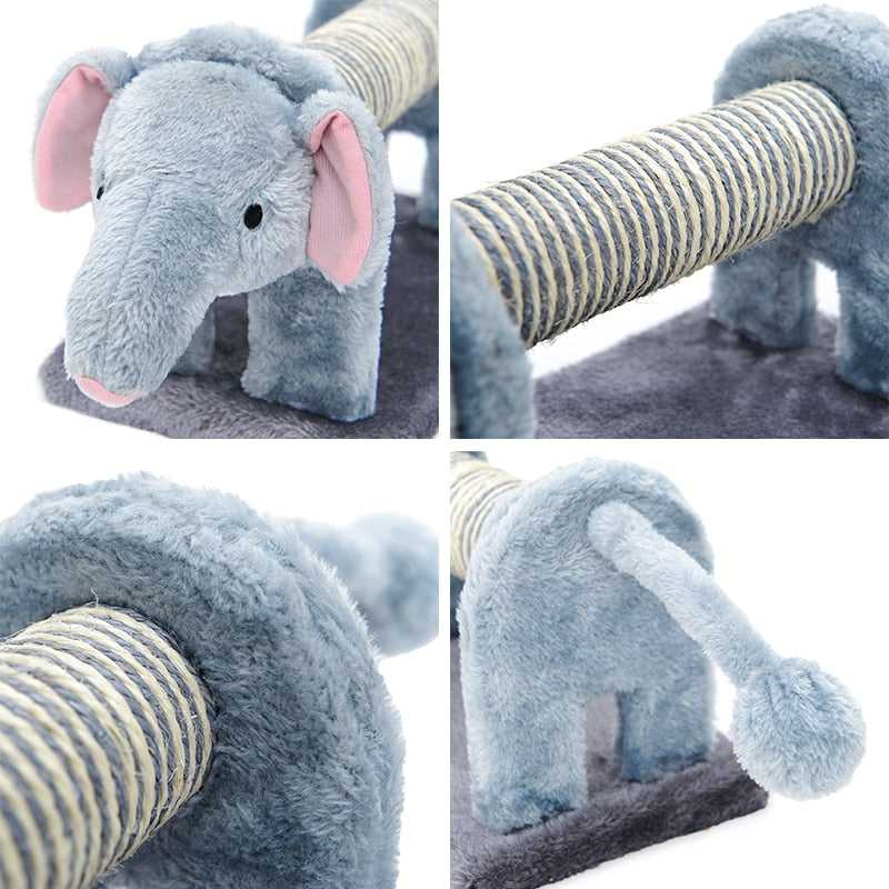 Dailypets Cute Animal Cat Scratcher – Wooden Scratching Post with Plush Design