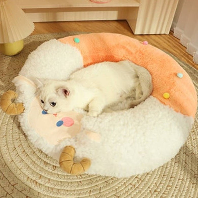 Dailypets Cozy Sheep Donut Bed – Warm Plush Cat Lounger
