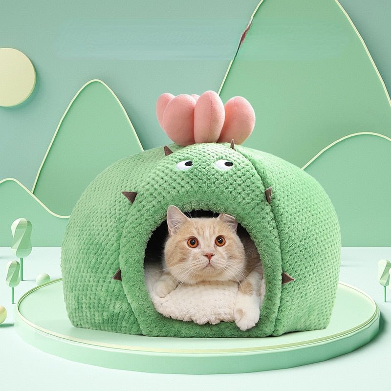 Dailypets Desert's Meow Cat Cave – Cute Plush Cactus Hideaway