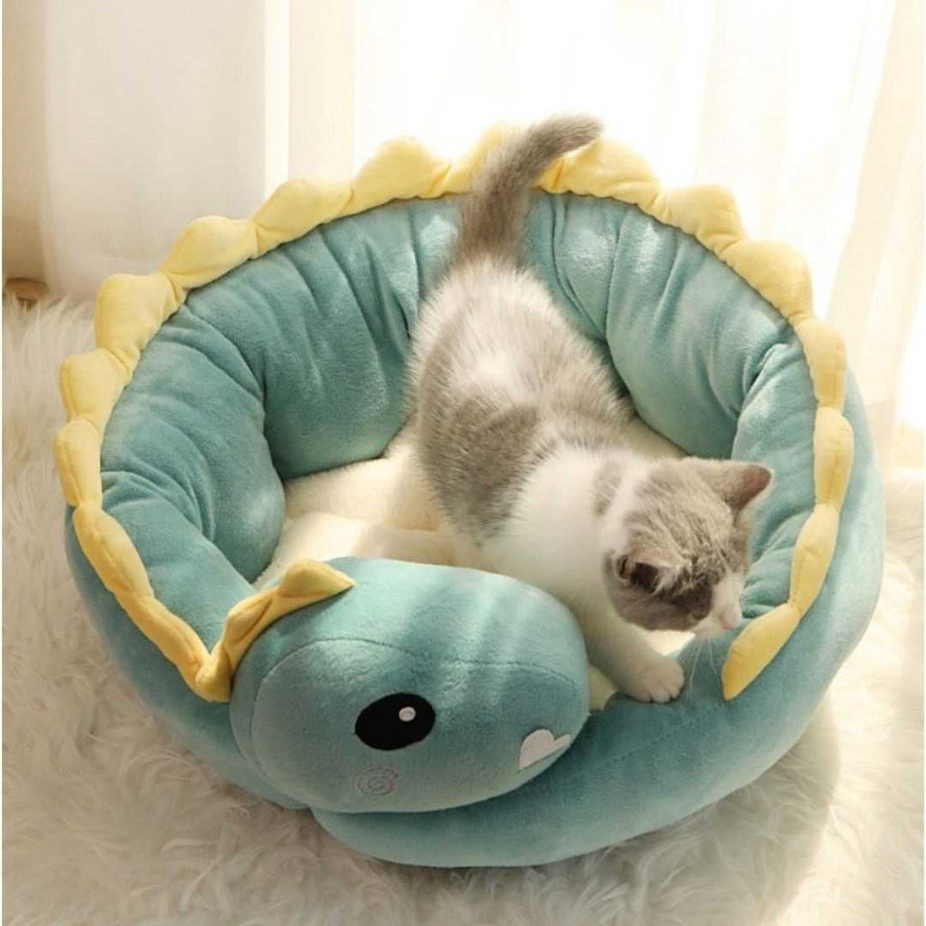 Dailypets Round Dinosaur Cuddle Cat Bed