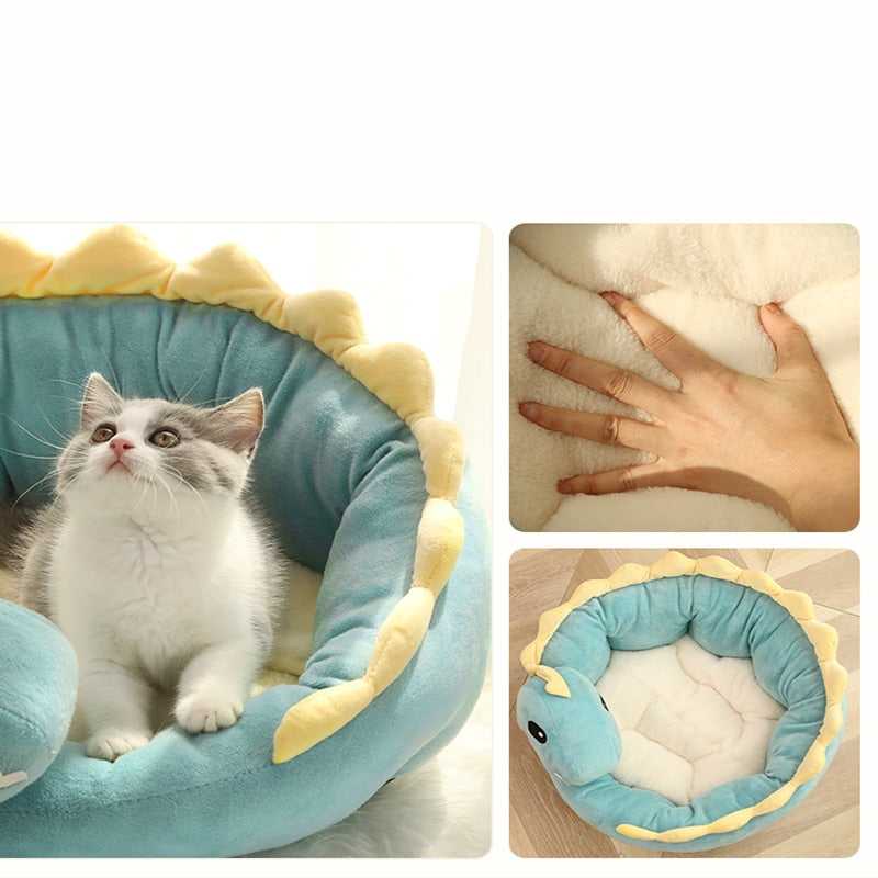 Dailypets Round Dinosaur Cuddle Cat Bed