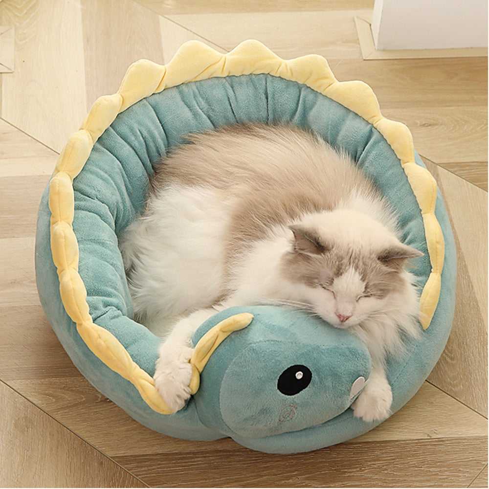 Dailypets Round Dinosaur Cuddle Cat Bed