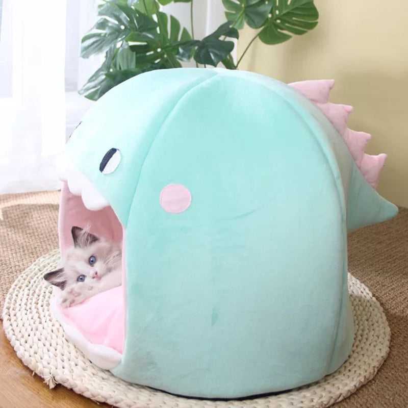 Dailypets Plush Dinosaur Cat Bed with Removable Cushion
