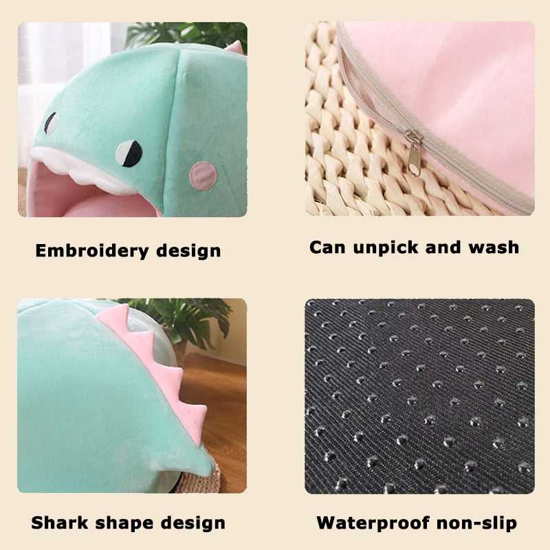 Dailypets Plush Dinosaur Cat Bed with Removable Cushion