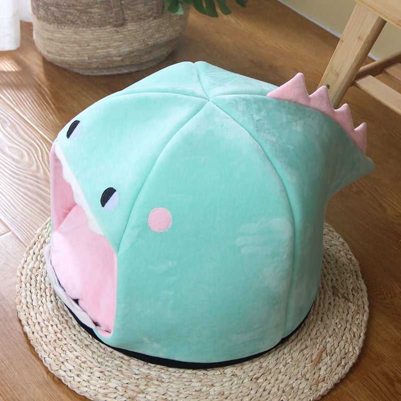 Dailypets Plush Dinosaur Cat Bed with Removable Cushion