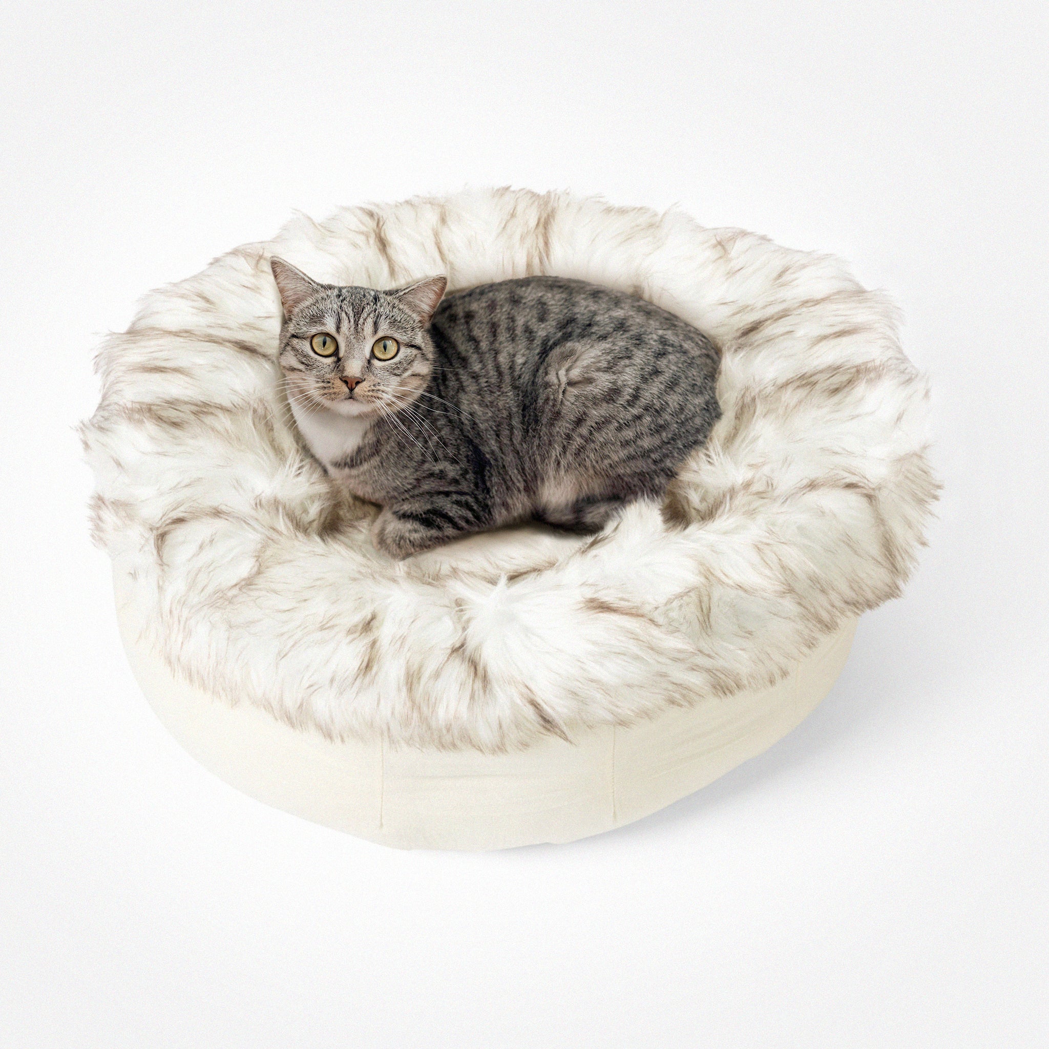 Dailypets Round Faux Fur Pet Bed for Curling Up