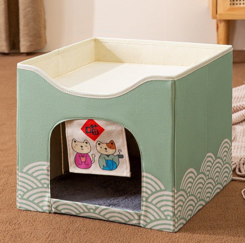Dailypets Kawaii Cat Retreat – Two-Story Indoor Cat House