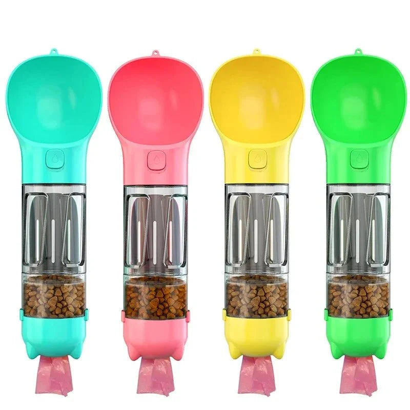 Dailypets 3-in-1 Portable Pet Water Bottle with Food Container and Waste Bag Holder